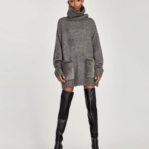 zara ROLL NECK SWEATER WITH TEXTURED POCKETS